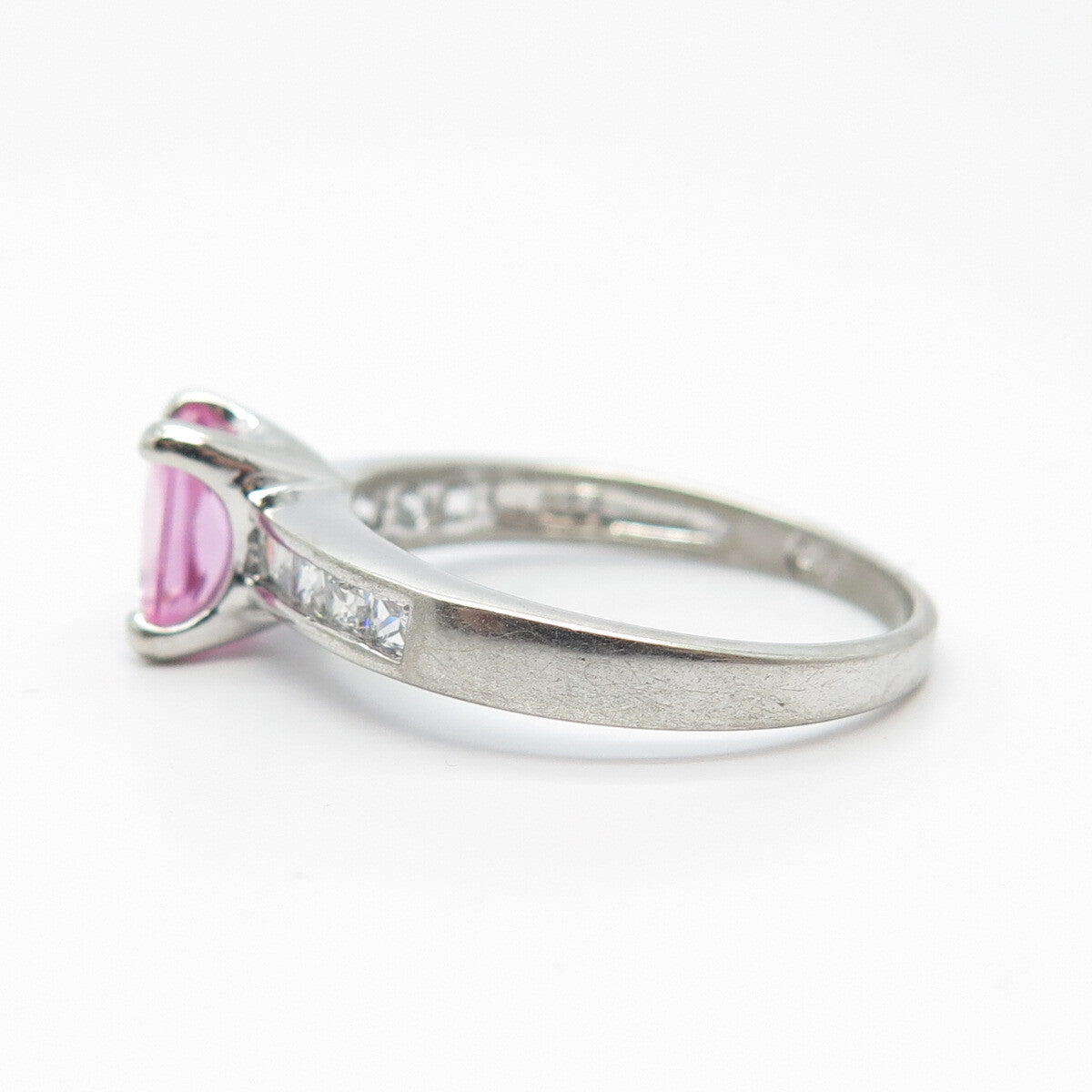 925 Sterling Silver Lab-Created Sapphire Gem & C Z Ring Size 7
