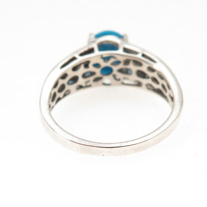 Chuck Clemency Sterling Silver Real Diamond Turquoise Sapphire Ring Size 9.75