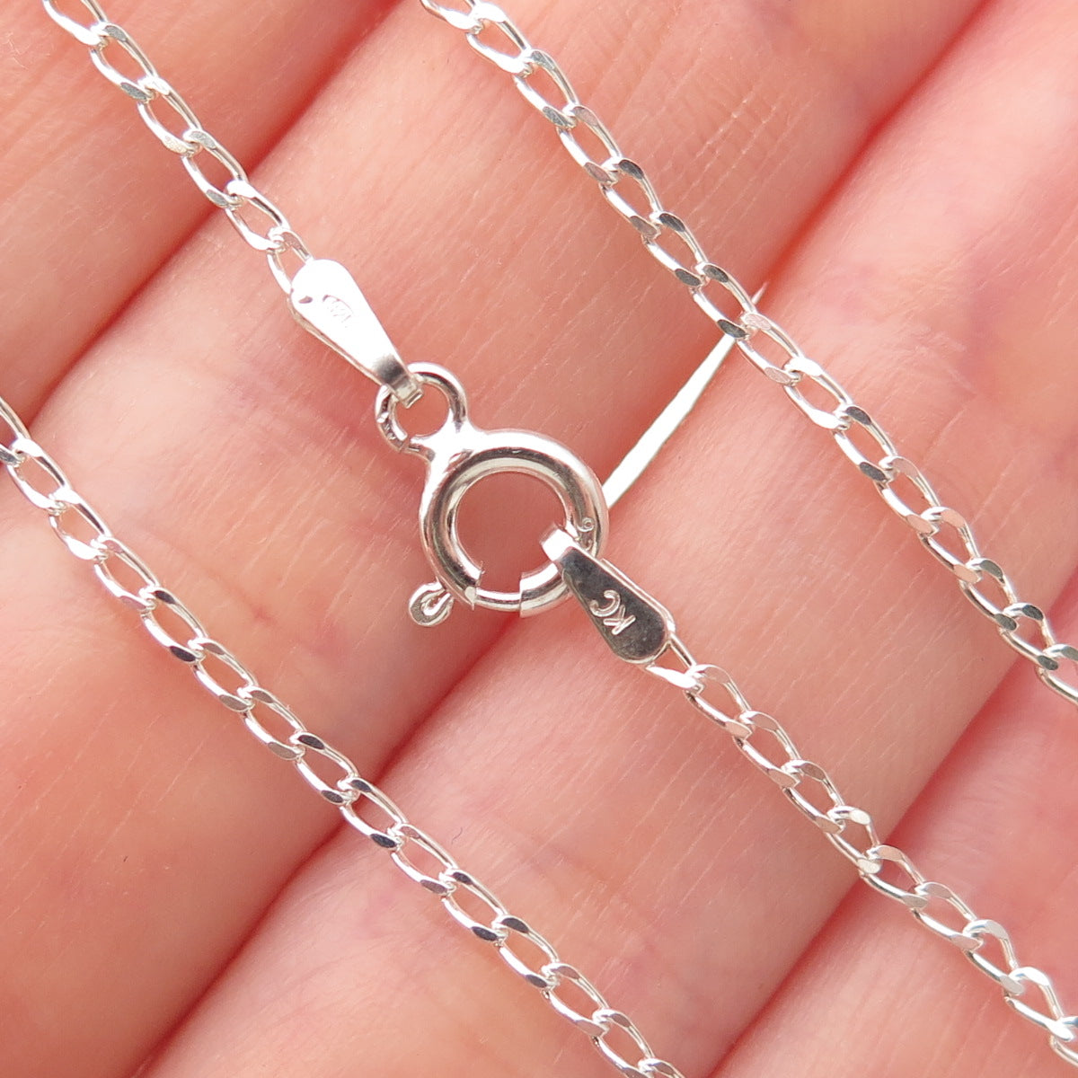 925 Sterling Silver Italy Curb Chain Necklace 18"