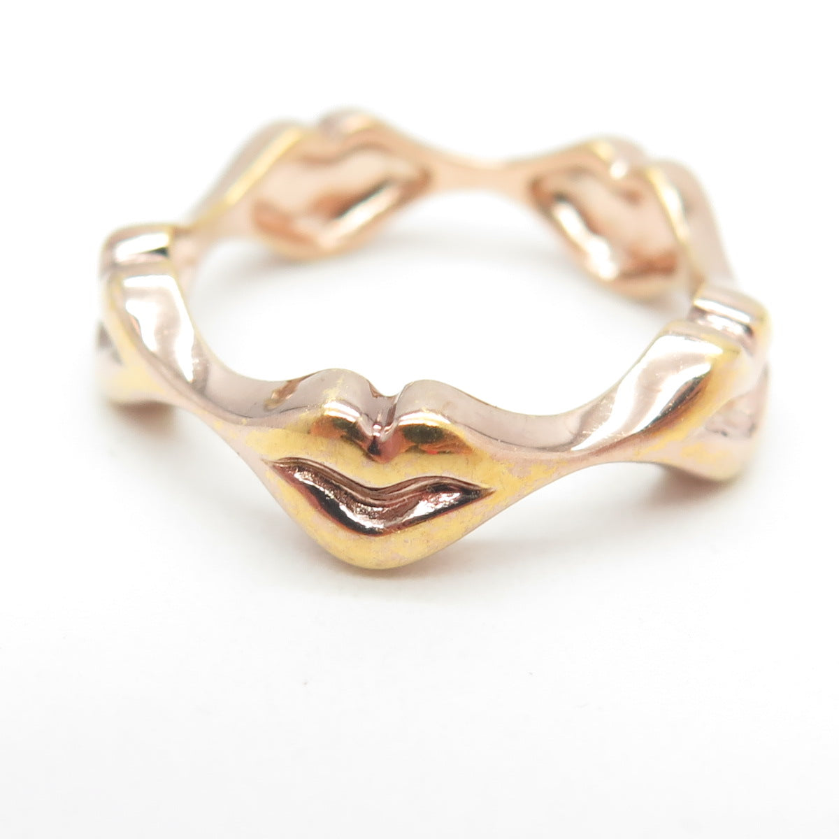 MARGO 925 Sterling Silver Gold Plated Kisses Band Ring Size 8