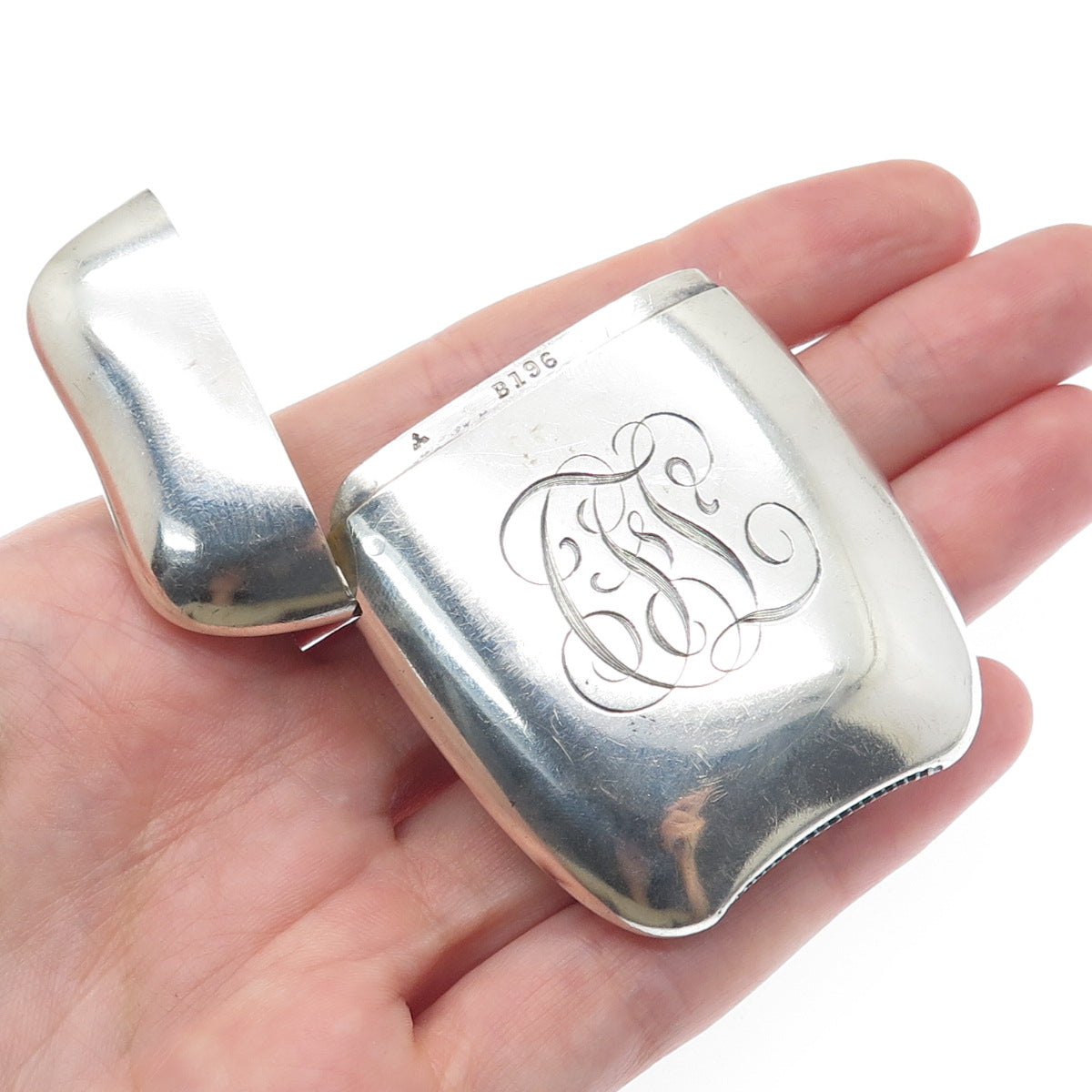 GORHAM 925 Sterling Silver Antique Enamel US Flag Engraved Lighter Case B196