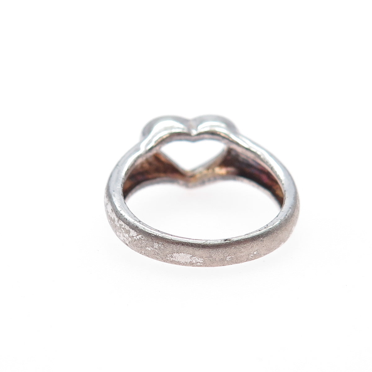 925 Sterling Silver Vintage Open Heart Oxidized Ring Size 6