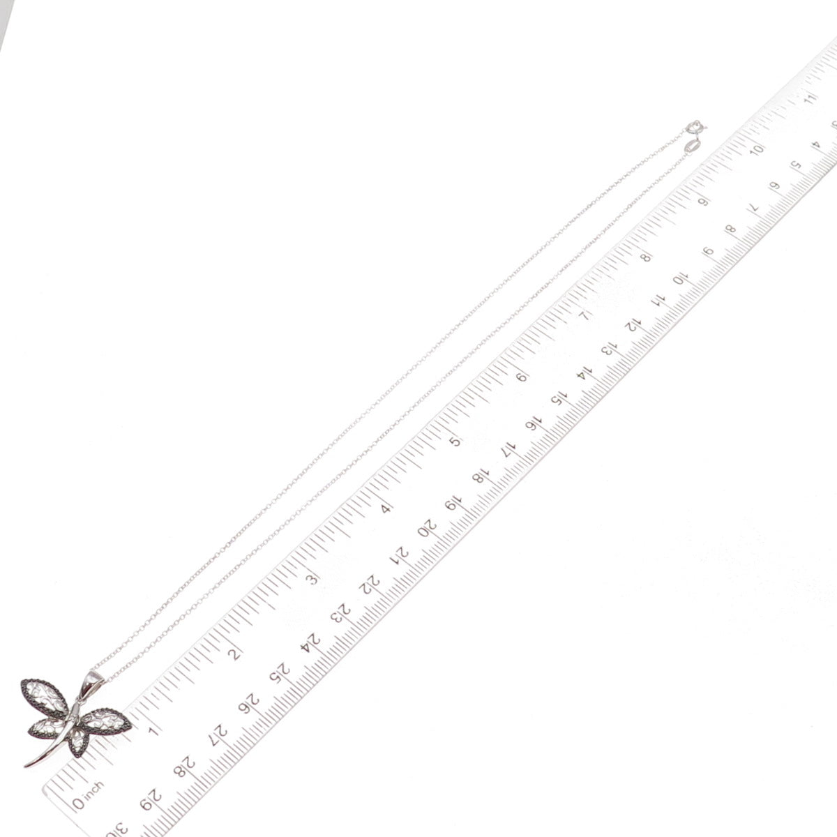 Han 925 Sterling Silver Real Diamond Accent Dragonfly Cable Chain Necklace 18"