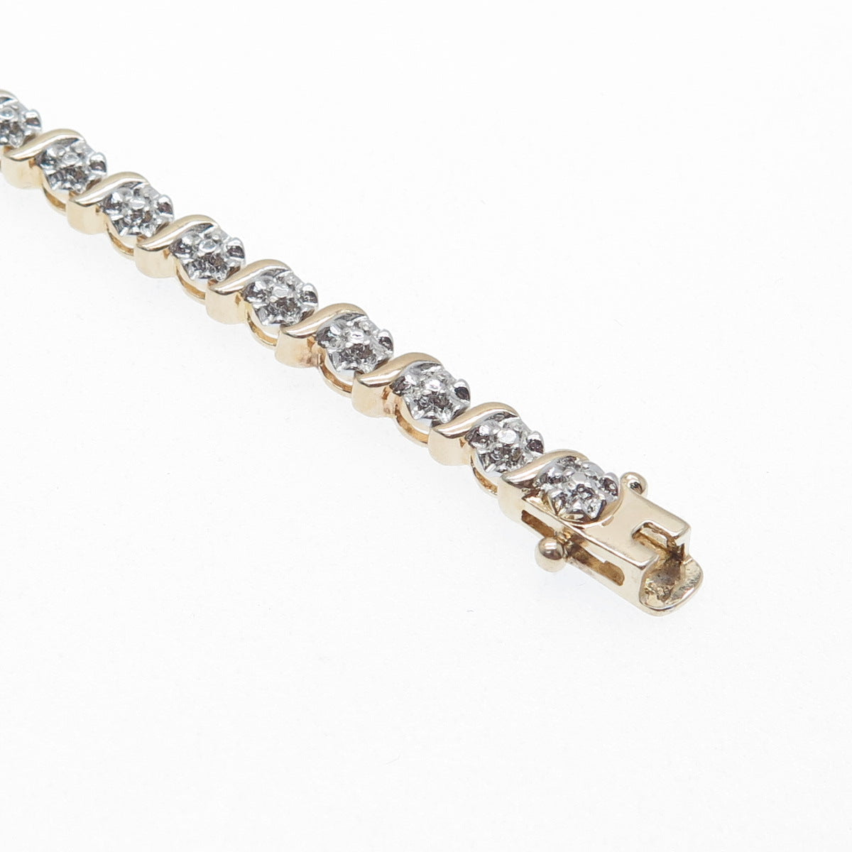 ROSS SIMONS Sterling Gold Plated Real Diamond Accent Tennis Link Bracelet 7"