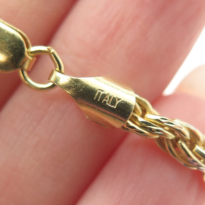 P. LUX 925 Sterling Silver Gold Plated Italy Twisted Rope Chain Necklace 22"