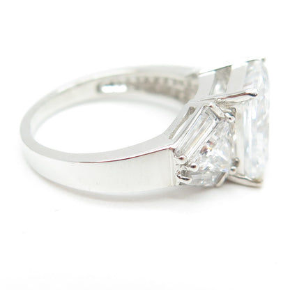 925 Sterling Silver Radiant & Tapered Baguette-Cut Shaped C Z Ring Size 7