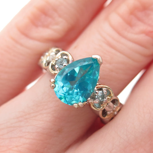 MICHAEL VALITUTTI Gems En Vogue 925 Sterling Apatite & Aquamarine Ring Size 6.25