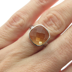 DSMK 925 Sterling Silver Checkered Lemon C Z Minimalist Ring Size 7