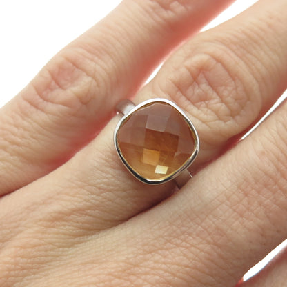 DSMK 925 Sterling Silver Checkered Lemon C Z Minimalist Ring Size 7