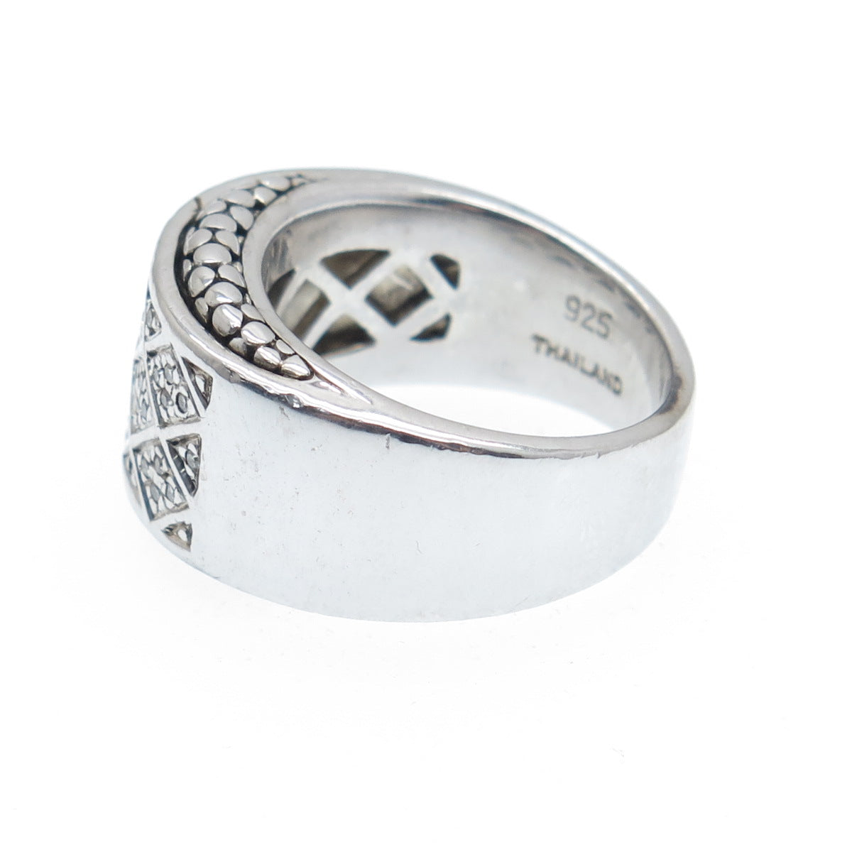 MICHAEL DAWKINS 925 Sterling Silver Real Round-Cut Diamond Ring Size 6.25