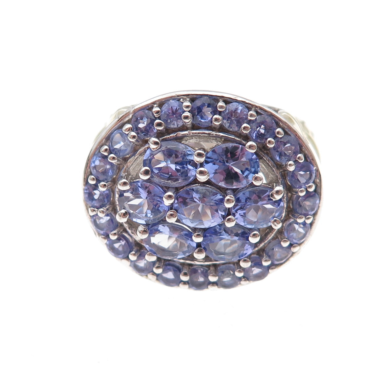 Chuck Clemency 925 Sterling Silver 2-Tone Real Tanzanite Ring Size 8.25