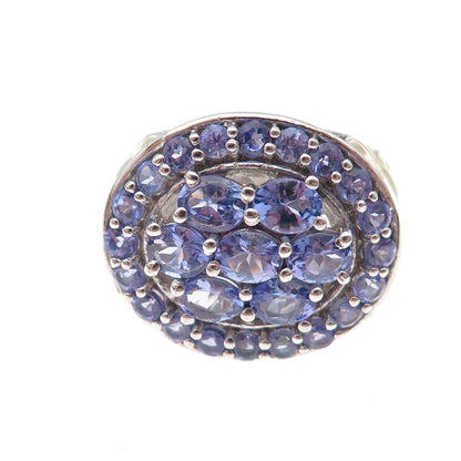 Chuck Clemency 925 Sterling Silver 2-Tone Real Tanzanite Ring Size 8.25