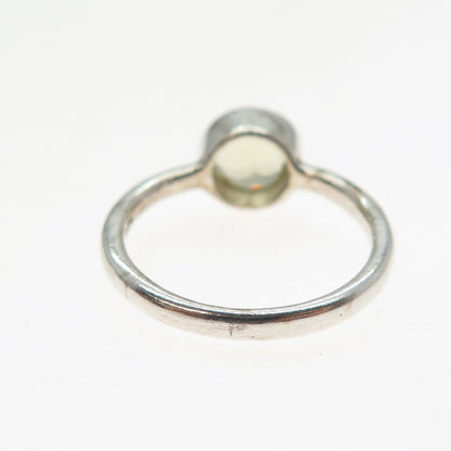 925 Sterling Silver Vintage Real Round-Cut Citrine Ring Size 6