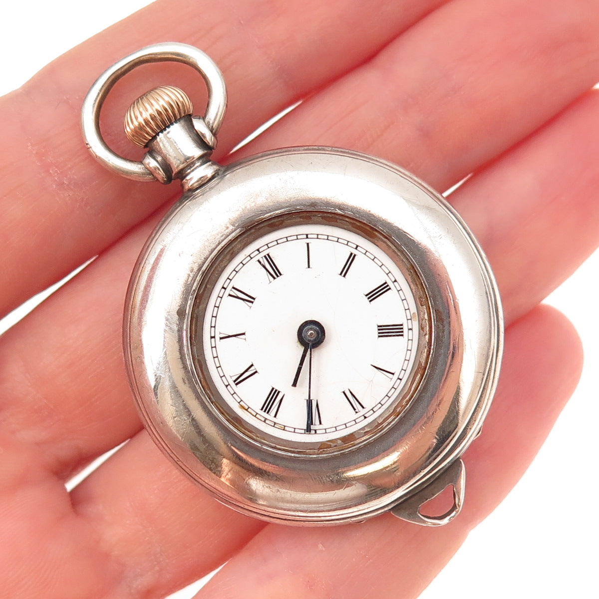 Elgin 925 Sterling & Gold Accent Antique Art Deco Open Face Pocket Watch