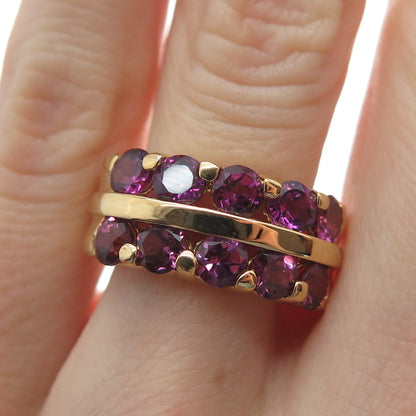 M.R.F. RESOURCES LTD. 925 Sterling Silver Gold Plated Real Amethyst Ring Size 6