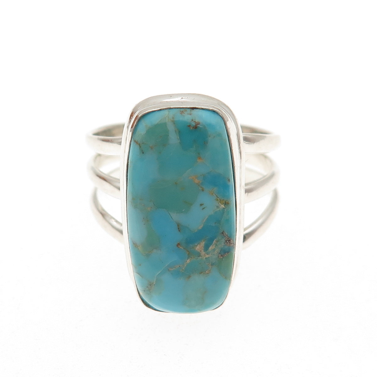 925 Sterling Silver Vintage Real Lone Mountain Turquoise Ring Size 9.25