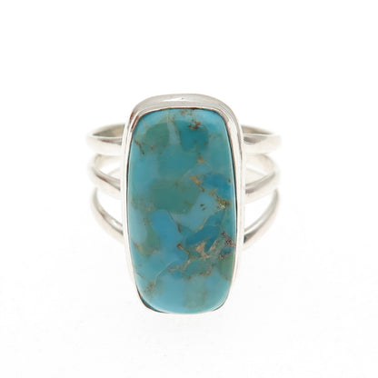 925 Sterling Silver Vintage Real Lone Mountain Turquoise Ring Size 9.25