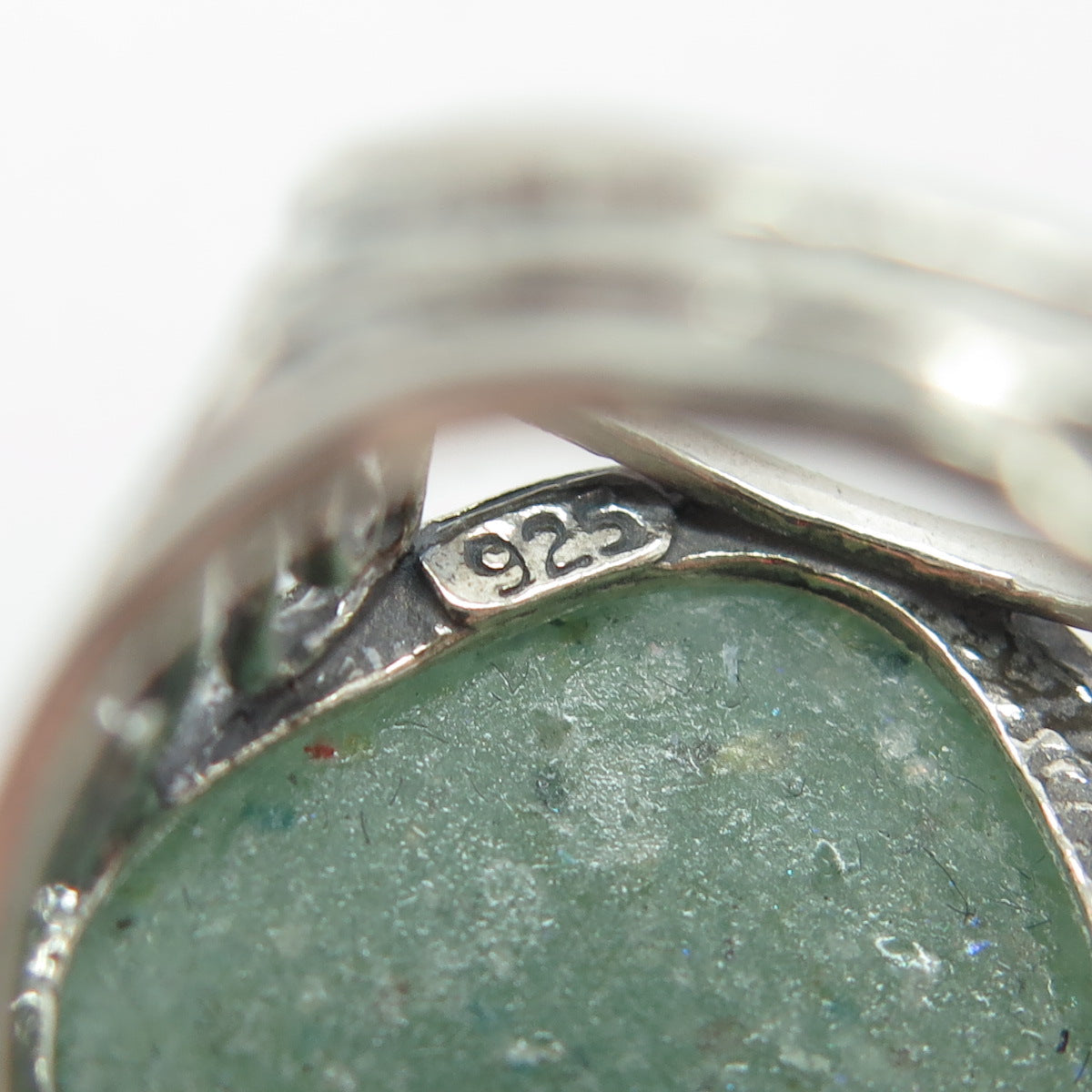 925 Sterling Silver Vintage Roman Glass Modernist Statement Ring Size 6.25