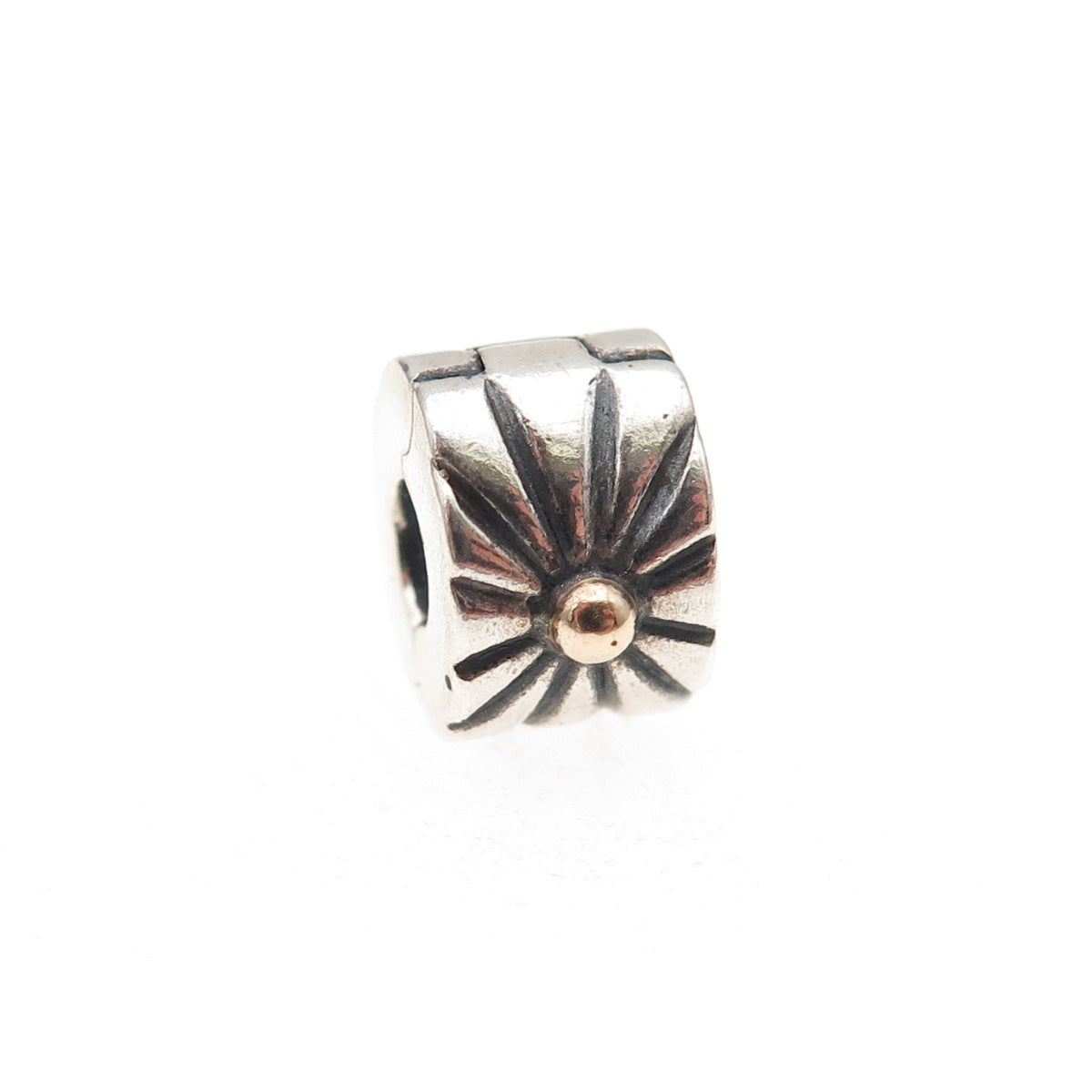 Pandora 925 Sterling Silver & Gold Sunburst Clip Charm