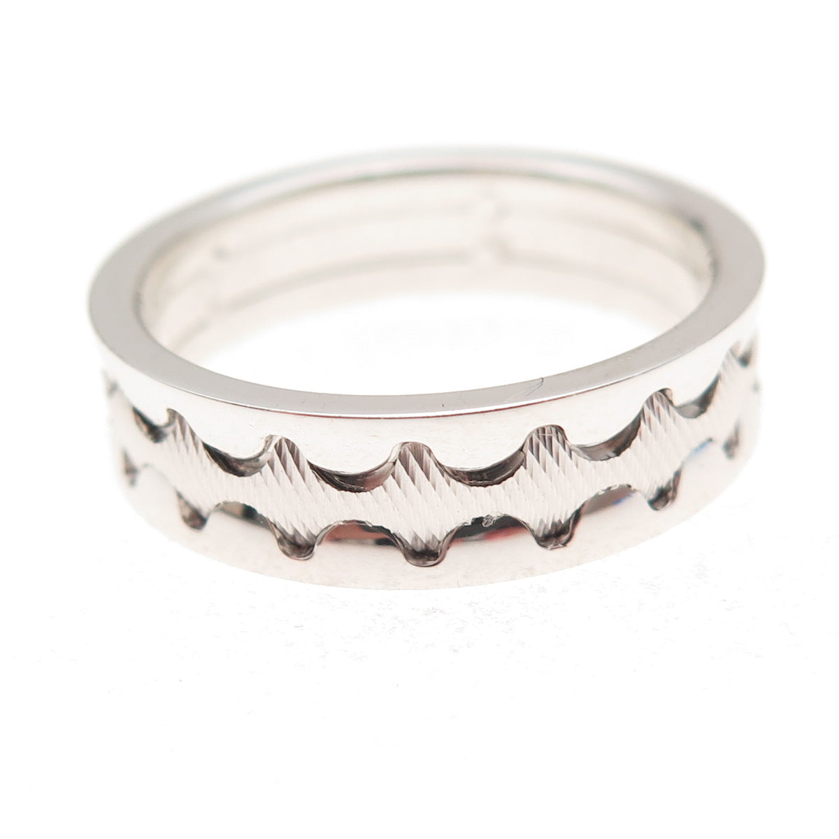 Neos 925 Sterling Silver Zig Zag Band Ring Size 10.25