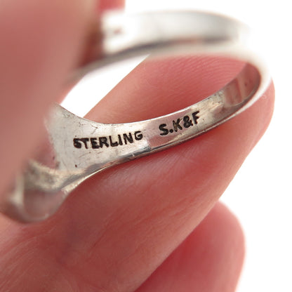 SK & F 925 Sterling Silver Vintage 1964 Enamel SHS School Oxidized Ring Size 8