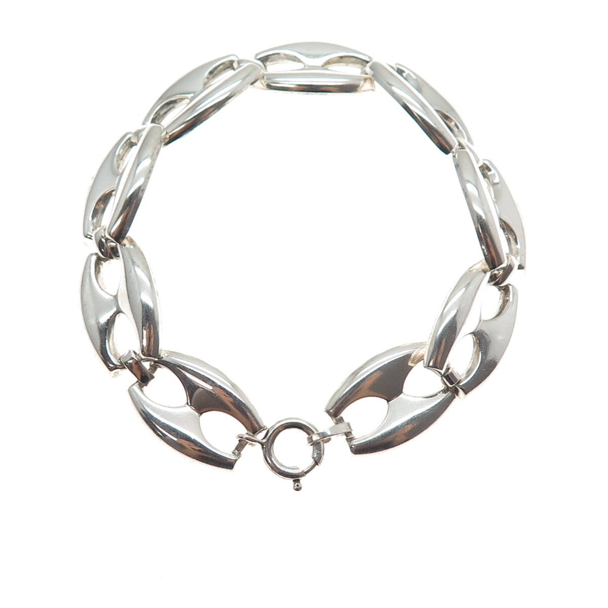 KARL LAINE 835 Silver Vintage Modernist Anchor Mariner Link Bracelet 7.5"