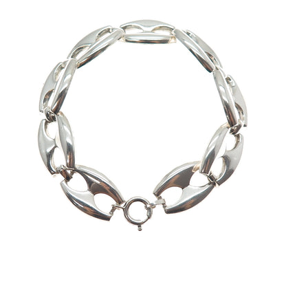KARL LAINE 835 Silver Vintage Modernist Anchor Mariner Link Bracelet 7.5"