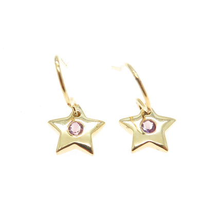 DBJ DEE BERKLE 925 Sterling Silver Gold Plated Real Round Amethyst Star Earrings