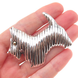 Laton 925 Sterling 2-Tone Vintage Mexico Scottish Terrier Pin Brooch / Pendant