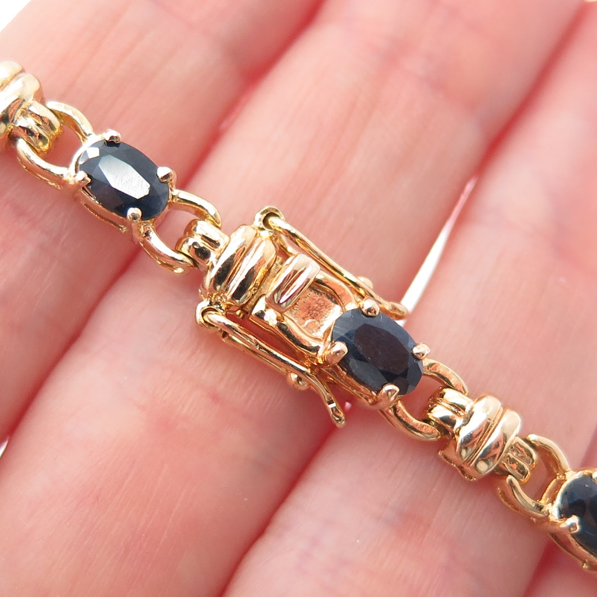 M.R.F. RESOURCES LTD. 925 Sterling Silver Gold Plated Sapphire Bracelet 7.75"