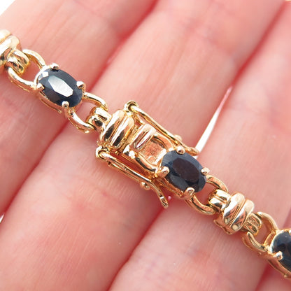 M.R.F. RESOURCES LTD. 925 Sterling Silver Gold Plated Sapphire Bracelet 7.75"