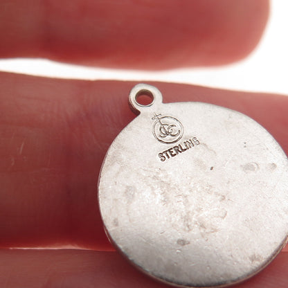 925 Sterling Silver Vintage Saint Francis of Assisi Oxidized Charm Pendant