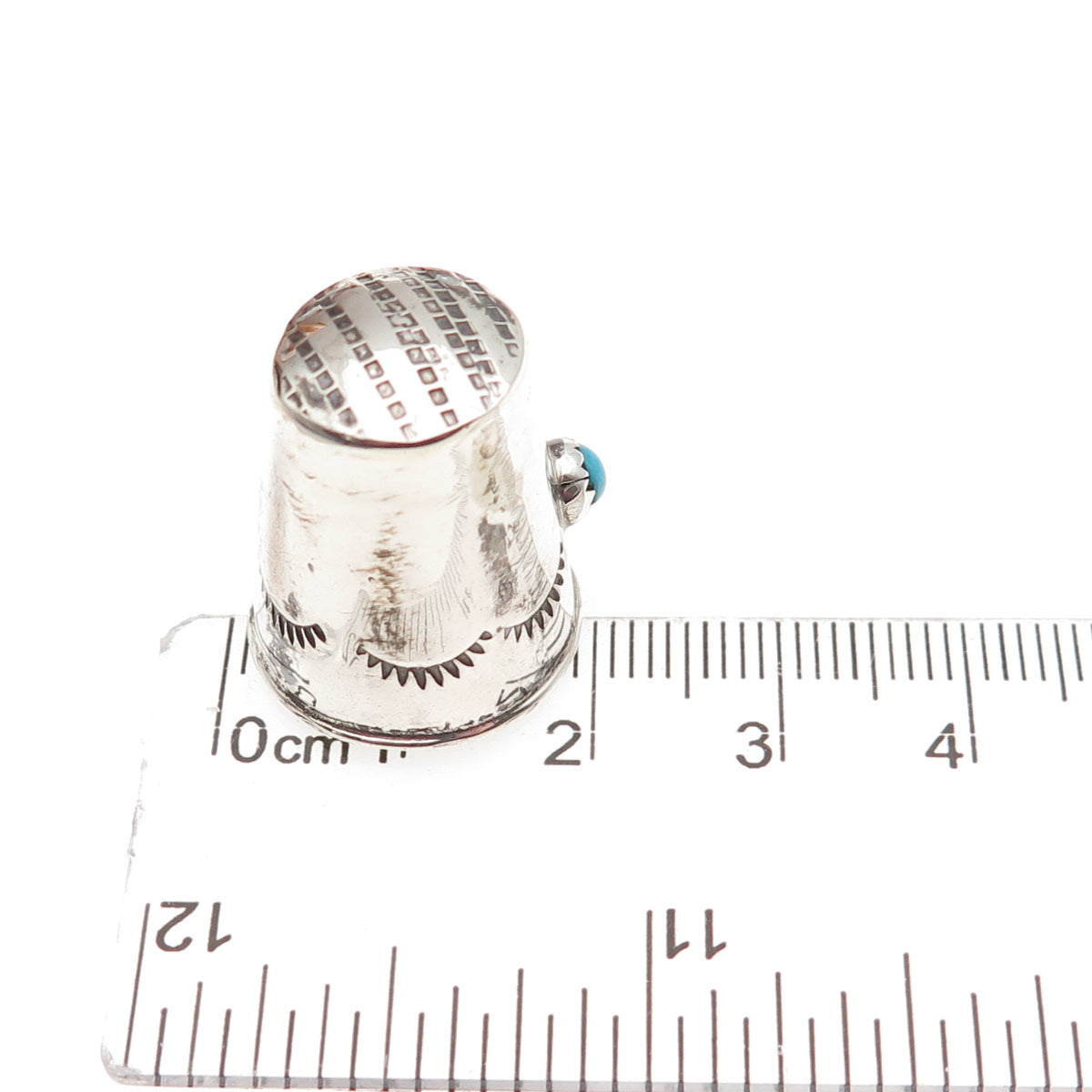 Old Pawn 925 Sterling Silver Vintage Turquoise Snake Eye Sewing Thimble
