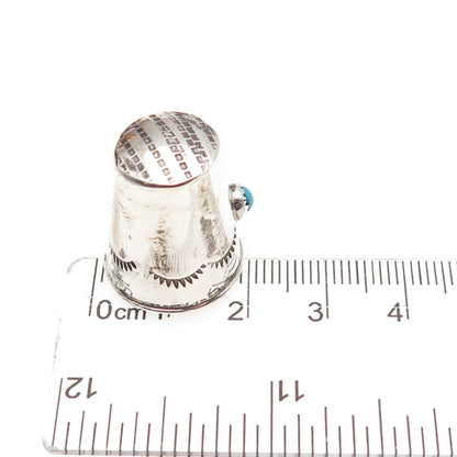 Old Pawn 925 Sterling Silver Vintage Turquoise Snake Eye Sewing Thimble