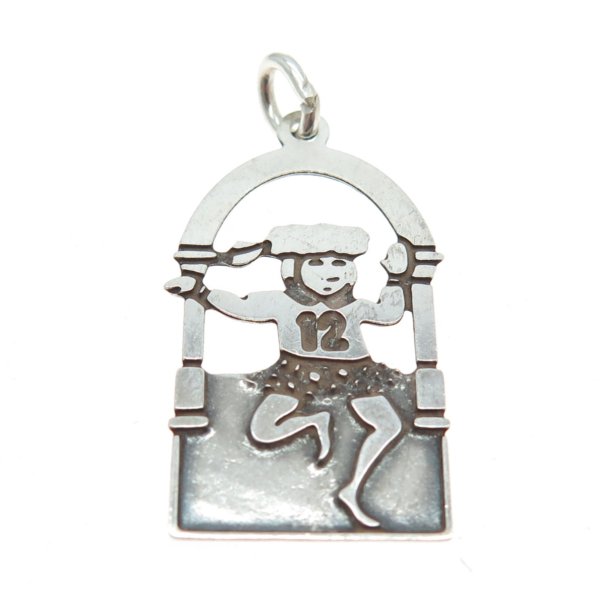 925 Sterling Silver Vintage Dancing Girl #12 Minimalist Charm Pendant