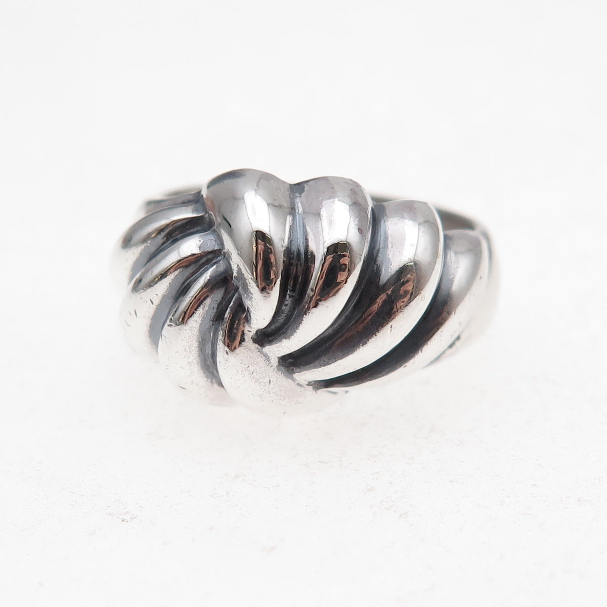 925 Sterling Silver Vintage Modernist Oxidized Ring Size 8.25