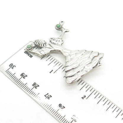 925 Sterling Silver Antique Art Deco Mexico Turquoise Flamenco Dancer Pin Brooch