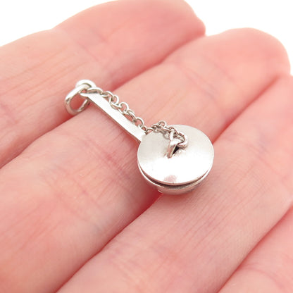 925 Sterling Silver Antique Art Deco Frying Pan Mini Pill Box Charm Pendant