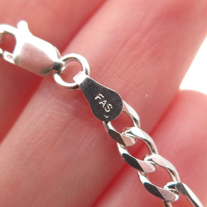 925 Sterling Silver Vintage Italy Figaro Link Bracelet 7.25"