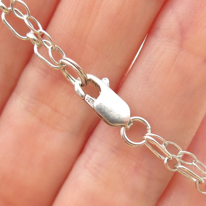 925 Sterling Vintage Real Blue Topaz & Clear Quartz Double Chain Necklace 20"