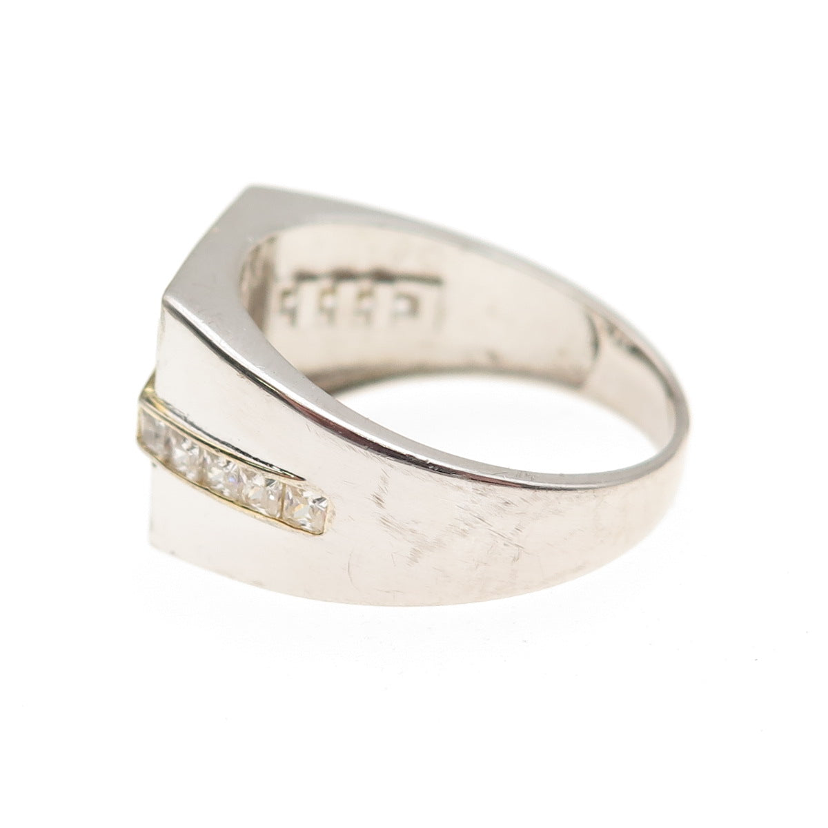 925 Sterling Silver 2-Tone Vintage Round & Princess-Cut C Z Ring Size 11