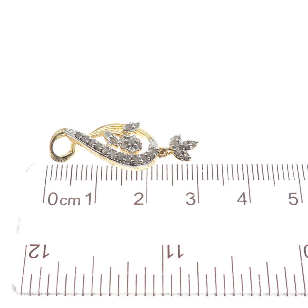 Gold Plated Real Round-Cut Diamond Infinity Floral Charm Pendant