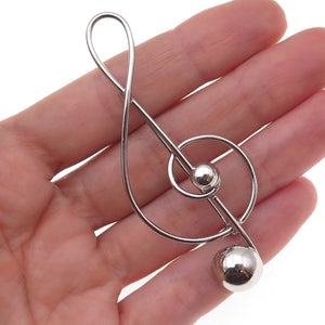 Lang 925 Sterling Silver Vintage Treble Clef Oxidized Pin Brooch