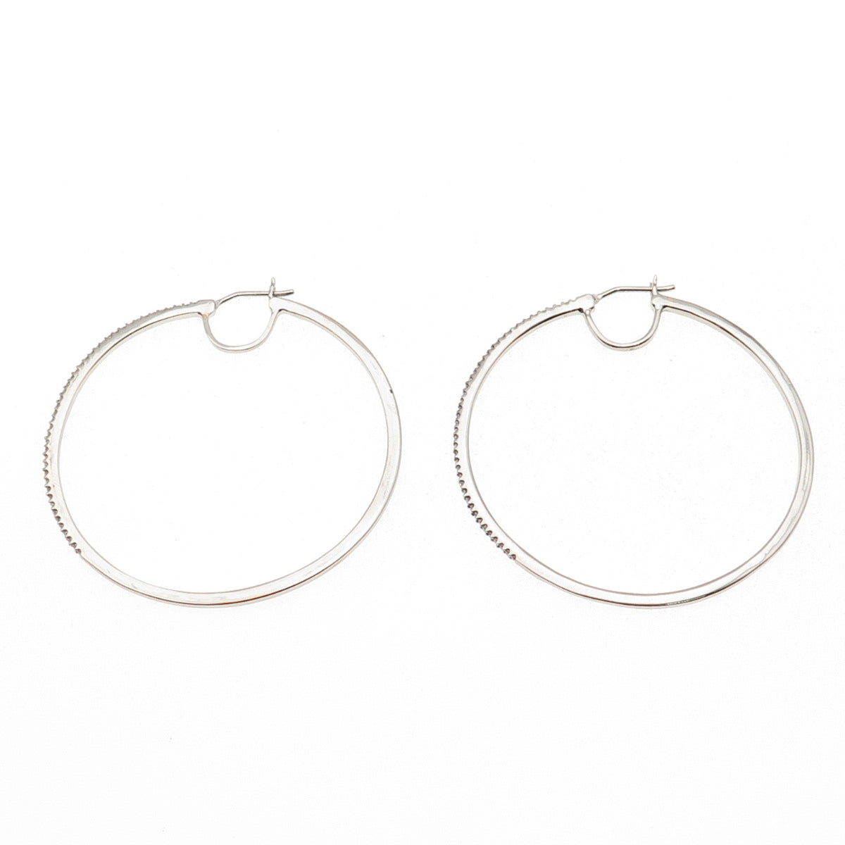 Sun 925 Sterling Silver Real Round-Cut Diamond Hoop Earrings