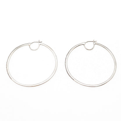 Sun 925 Sterling Silver Real Round-Cut Diamond Hoop Earrings