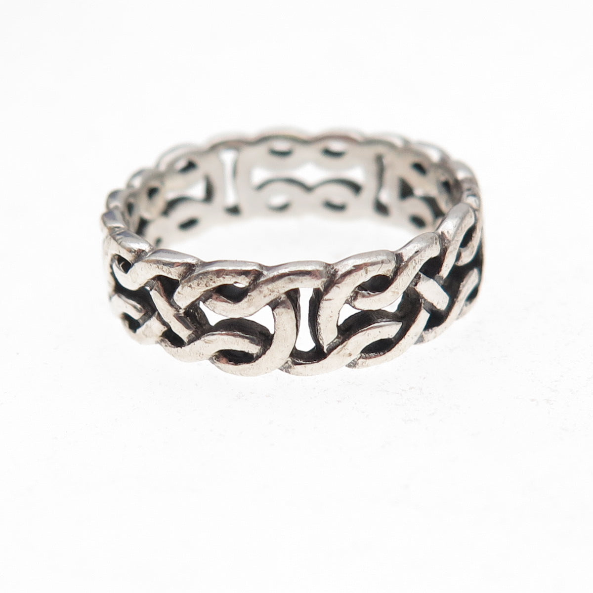 Peter Stone Sterling Silver Vintage Celtic Love Knot Oxidized Band Ring Size 7