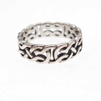 Peter Stone Sterling Silver Vintage Celtic Love Knot Oxidized Band Ring Size 7