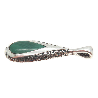 Old Pawn Sterling Silver Vintage Southwestern Malachite Teardrop Tribal Pendant