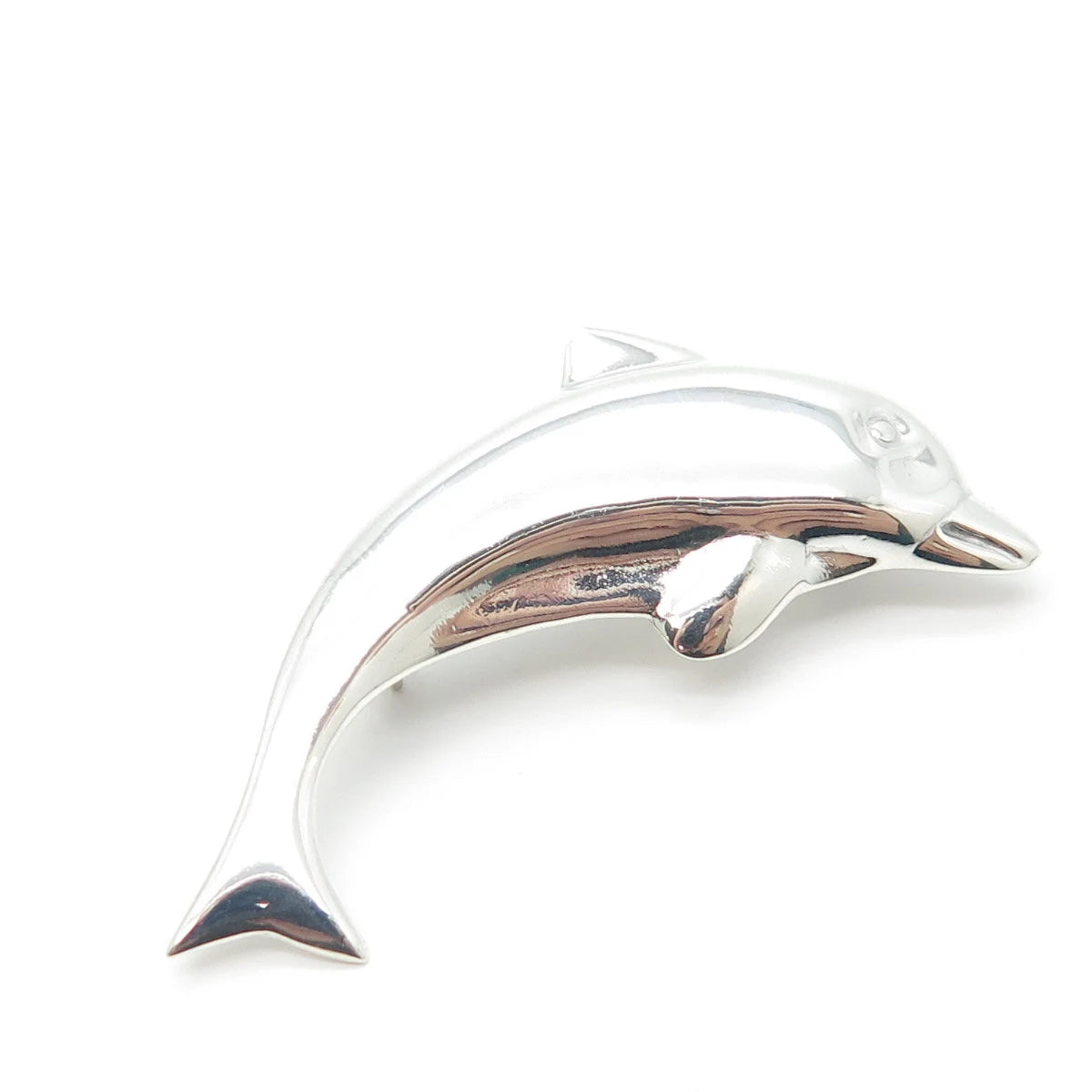 925 Sterling Silver Vintage Friendly Dolphin Pin Brooch