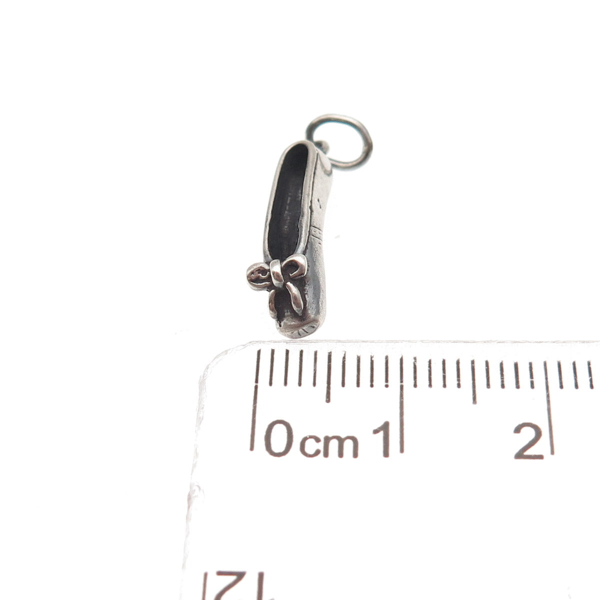 Sunwest Sterling Silver Vintage Ballerina Shoe Oxidized 3D Mini Charm Pendant